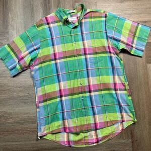Vintage Peterborough Row Madras Plaid Shirt Mens Large Multicolor Button Down
